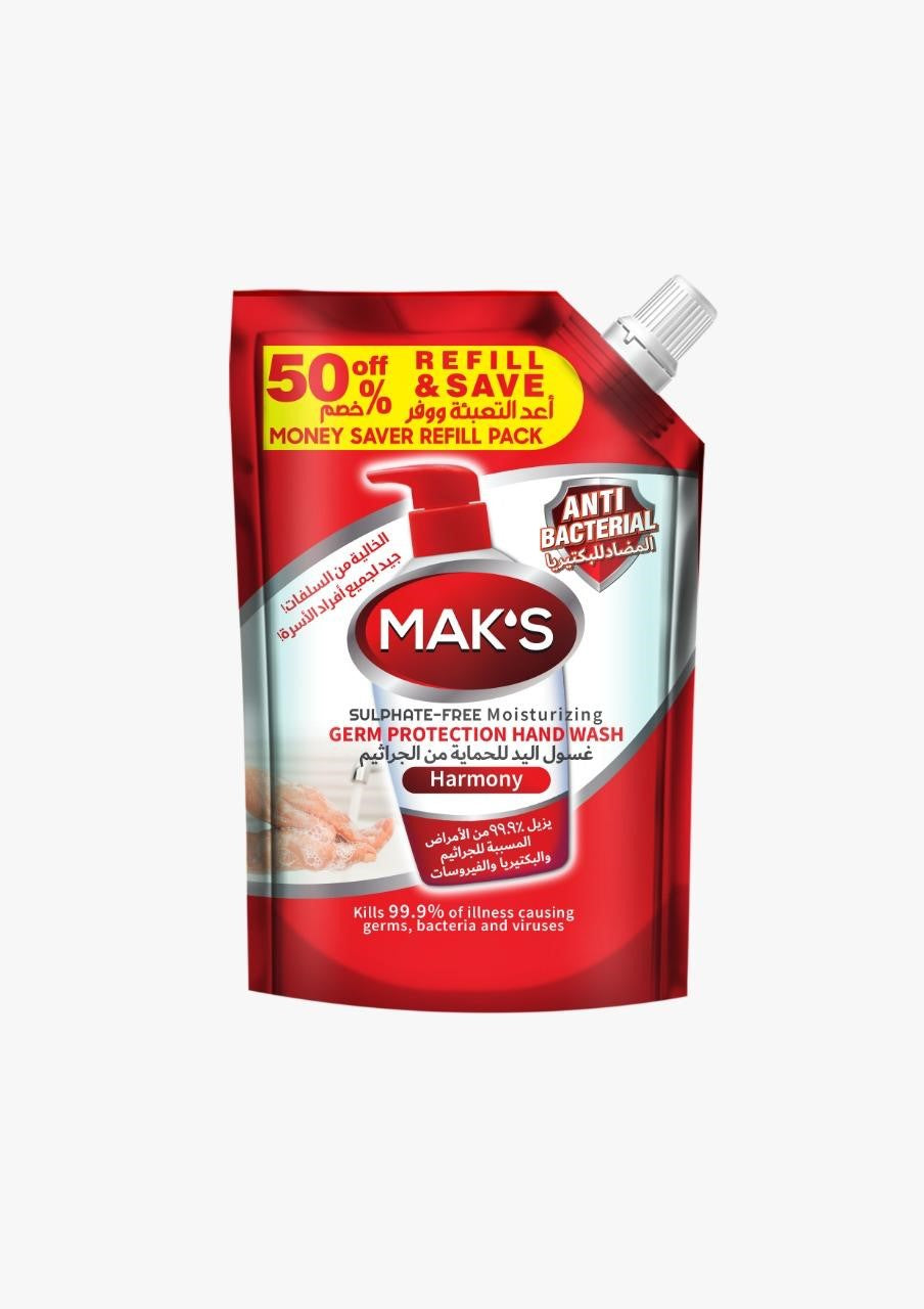 MAK’s Sulphate Free Anti Bacterial Handwash - Harmony (Pouch) 600ml