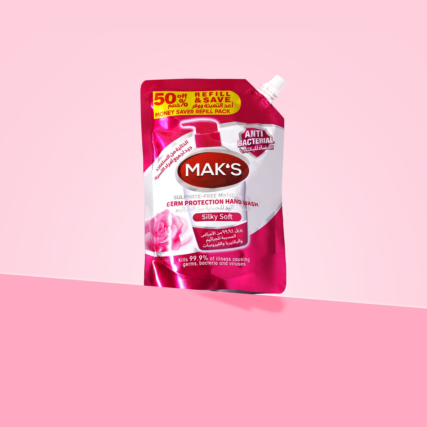 MAK’s Sulphate Free Anti Bacterial Handwash - Silky Soft (Pouch) 600ml