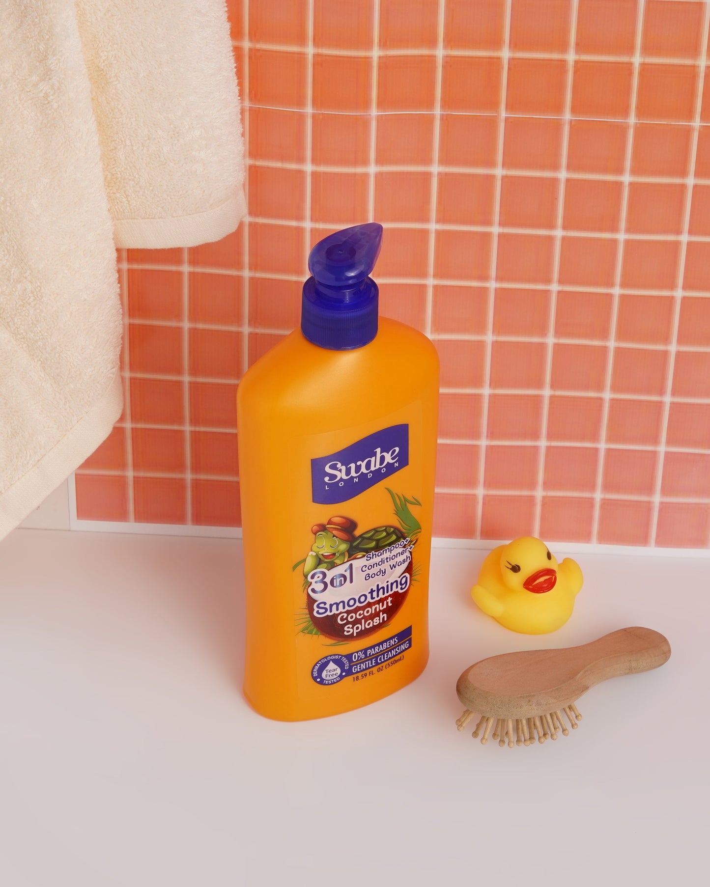 Swabe Kids by Mak's Coconut Splash 3-in-1 Shampoo, Conditioner, and Body Wash 550ml