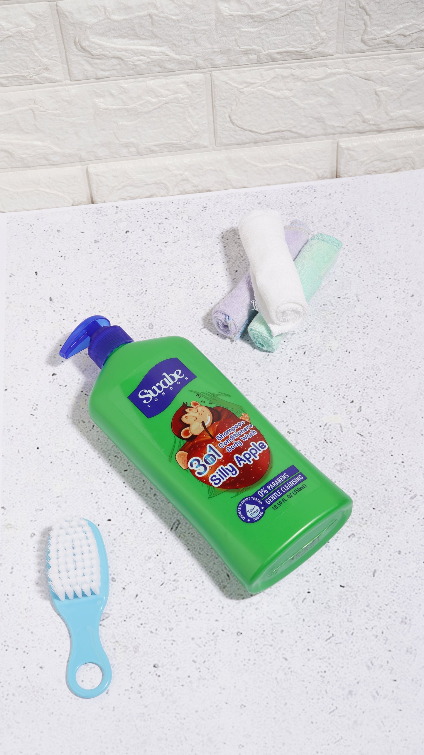 Swabe Kids by Mak's Silly Apple 3-in-1 Shampoo, Conditioner, and Body Wash
